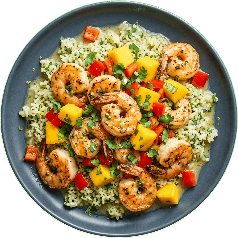 Garlic butter shrimp over rice