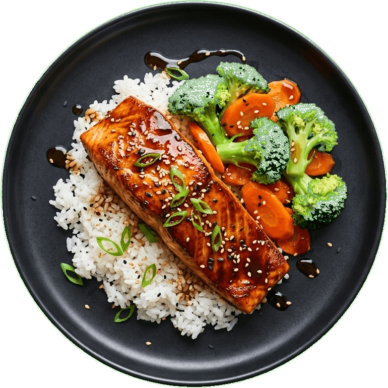 Teriyaki salmon with vegetables